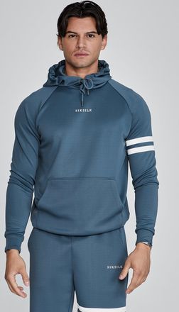 Siksilk Sudadera con capucha de ajuste muscle azul para hombre SikSilk S