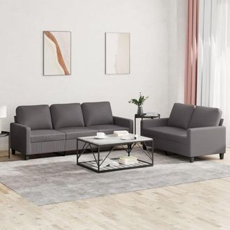 vidaXL Vidaxl - Set di Divani 2 pz con Cuscini Grigio in Similpelle