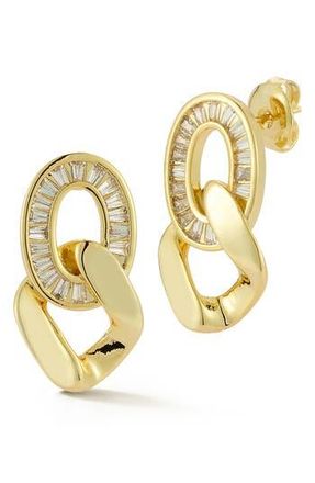 Glaze Jewelry Cubic Zirconia Pav&eacute; Double Link Drop Earrings in Gold at Nordstrom Rack