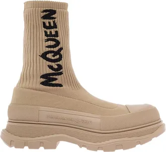 Alexander McQueen Beige Round Toe Sneakers