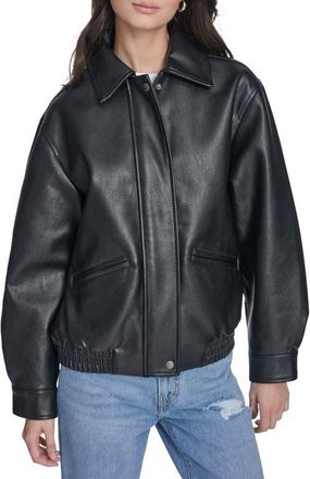 Levi's Relaxed Faux Leather Bomber Jacket in Black at Nordstrom, Size X-Small