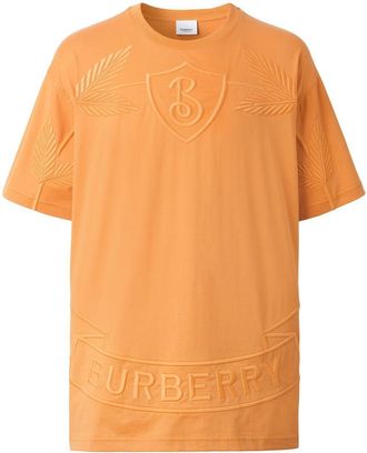 Burberry Oak Leaf Crest embroidered T-shirt - men - Cotton - S - Orange