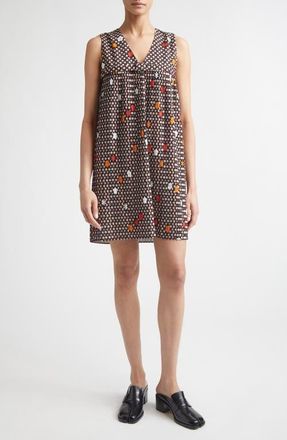 Maison Margiela Floral Print Sleeveless Minidress in Black/Red at Nordstrom, Size 4 Us