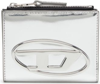 Diesel Bi-fold leather wallet with Oval D logo - Small Wallets - Woman - Silver