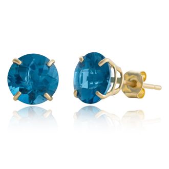 MAX + STONE 10k Yellow or White Gold 8mm Round Cut Gemstone Birthstone Stud Earrings