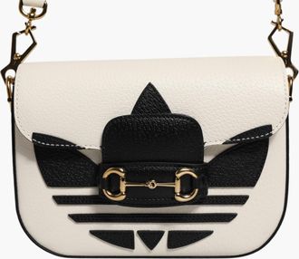 Gucci Gucci x Adidas Horsebit 1955 White Black Calfskin Leather Shoulder Womens Bag (Pre-Owned)