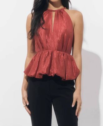Adelyn Rae Lidia Textured Halter Top In Dart Rust