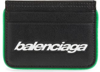 Balenciaga Biker Card Holder in 1038 Black/Vivid Green at Nordstrom