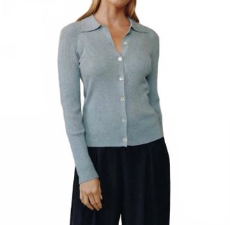 Bella Dahl Collared Button Down Sweater In Heather Grey