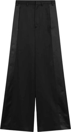 Maison Margiela Zwarte wollen blend broek - Dames - Wijde Broeken - Zwart - M - Wol - Broeken