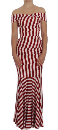 Dolce & Gabbana Red and White Striped Silk Dress - Red
