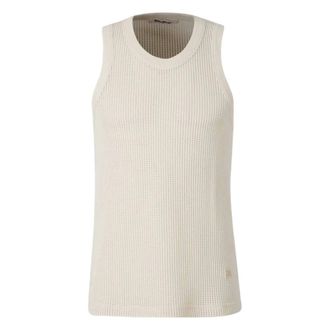 Wales Bonner Sleeveless Tops, male, Beige, Size: XS Stylish Tank Top with Groove Design