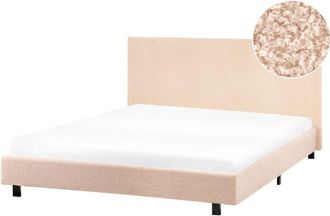 Beliani Beliani - Cama doble tapizada bouclé 140 x 200 cm con somier y cabecero beige Albi
