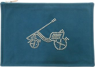 Herm&egrave;s Blue Cotton Pouch (Pre-Owned)