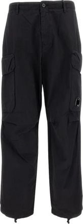 C.P. Company Pleated Straight Broeken - Heren - Straight fit broeken - Zwart - XL - Katoen - Broeken