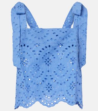 Poupette St Barth Noa broderie anglaise cotton top