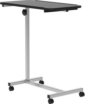 HOMCOM Homcom - Mesa Auxiliar Con Ruedas Mesa Para Sof&aacute; Con Altura Ajustable Y Marco De Metal Carga 20 Kg Para Dormitorio Sal&oacute;n Oficina 77x40x76-100 Cm Negro