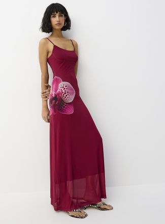 Icone Womens Thin-strap micromesh maxi dress