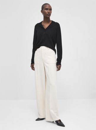 Contemporaine Womens Moderne soft piqu&eacute; pant Fit: Wide leg, high rise