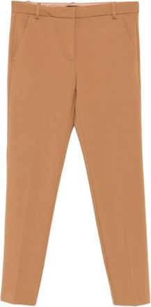 Pinko Zijde & Nylon Bruine Broek - Dames - Slim Fit Broeken - Bruin - XL - Nylon - Broeken
