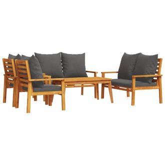 Berkfield Home 5 Piece Garden Lounge Set with Cushions Solid Wood Acacia in Brown