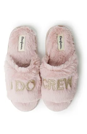 Dearfoams Novelty Faux Fur Bridal Slide in Pale Mauve at Nordstrom, Size X-Large
