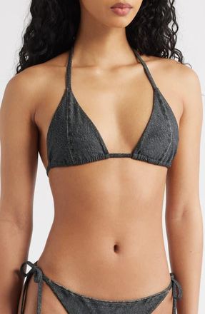 Rag & Bone Miramar Faux Denim Bikini Top in Washed Black at Nordstrom, Size X-Small