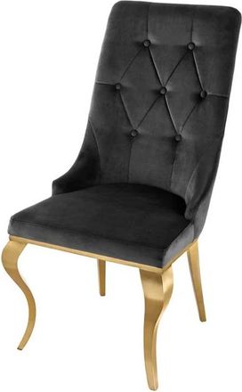 Global Interiors Stuhl Modern Barock mit Löwenkopf - Edelstahl Gold /Schwarz