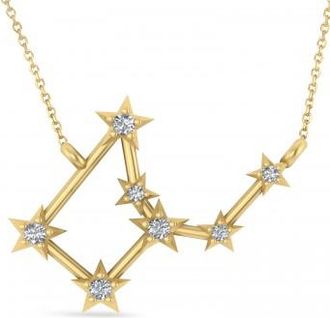 Allurez Diamond Virgo Zodiac Constellation Star Necklace 14k Yellow Gold (0.11ct)