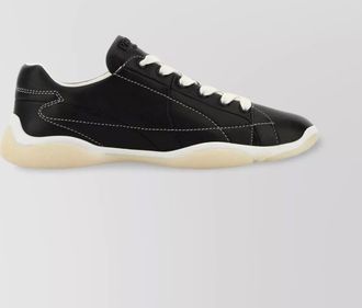 Prada leather sneakers with contrast stitching and rubber sole