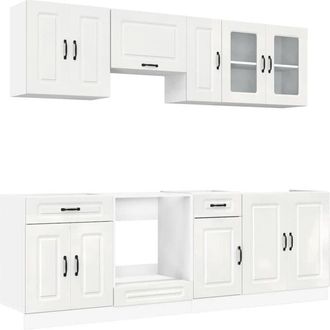 vidaXL Vidaxl - Mueble cocina Kalmar blanco de alto brillo 8 pzas