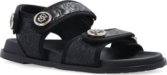 Ferragamo Womens Logo-Plaque Detail Sandals In Black