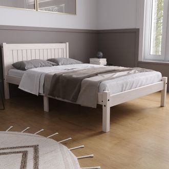 Birlea Trent Bed in White | Size: Small Double