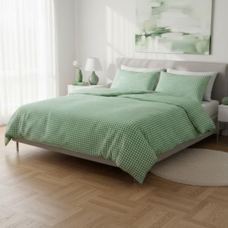 KASANOVA Parure copripiumino matrimoniale quadretti verde Young