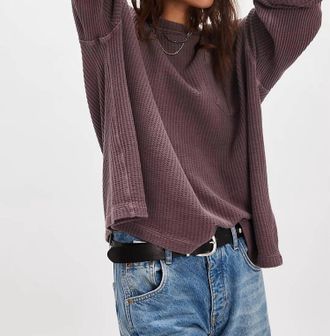 Free People Dawson Pocket Thermal Top In Chocolate Grape