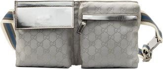 Gucci Marsupio in tela GG con doppia tasca e decorazione Web 2000-2015 - Grigio