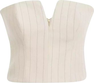 Zimmermann Luminosity Gestreept Korset - Dames - Tops zonder mouwen - Wit - M - Leer - Tops