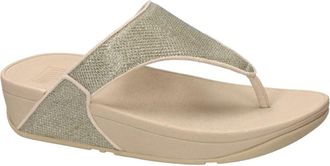 FitFlop Lulu Shimmerglitz Toe-Post - Dames - Sleehakken - Geel - 41 EU - Katoen - Schoenen
