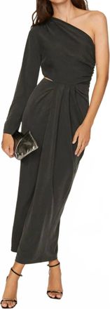 Something Navy One Shoulder Cut Out Dress In Charcoal