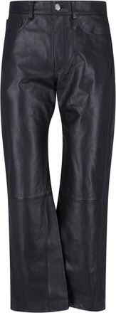 Sunflower Black Straight Twist Five-Pocket Leather Pants