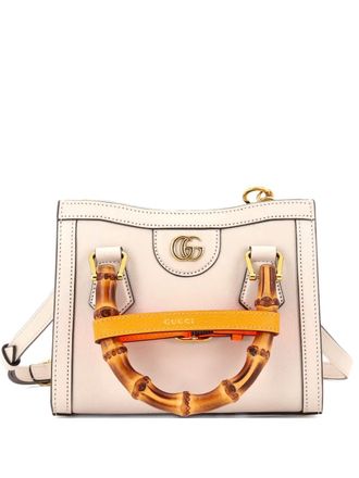 Gucci Diana NM Bamboo Handle Tote Leather Mini crossbody bag - White