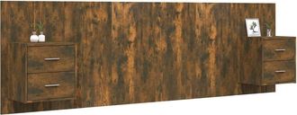 Berkfield Home Classic Bed Headboard with Cabinets Smoked Oak Engineered Wood in Brown