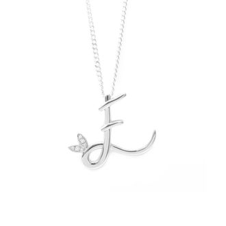 Say It With Winged Diamond Initial Necklace - Sterling Silver - E/18 | Size: 18 inches