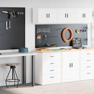 Berkfield Home Garage Cabinets 2 pcs White Engineered Wood
