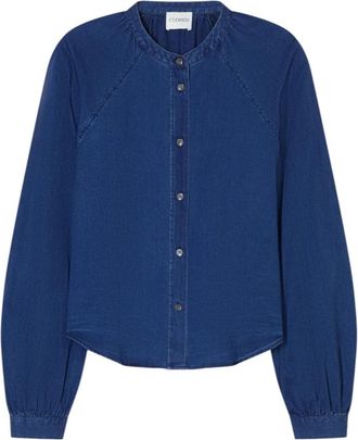 Closed Blauwe Blouse met Wijde Mouwen - Dames - Blouses - Blauw - L - Katoen - Overhemden