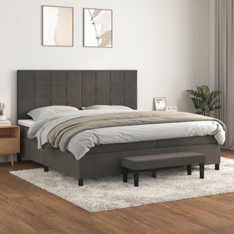 vidaXL Vidaxl - Cama Box Spring Con Colch&oacute;n Terciopelo Gris Oscuro 200x200 Cm