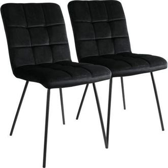 Elama 2 Piece Velvet Tufted Accent Chairs with Metal Legs in Black at Nordstrom