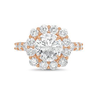 Diana M. Jewels 18kt rose gold 8.00cts Lab-Grown Round Diamond Halo Ring with Diamond Band