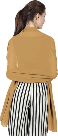 World of Shawls World of Scarfs Chiffon Scarves Shawls Wraps for Wedding Party Special Occasions Big Size 90 x 190 Cms (Gold)