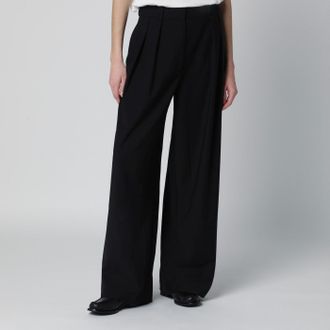 Frankie Shop Pantalone ampio Ripley nero in misto lana